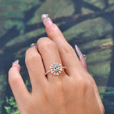 Floral Designed Cluster Ring 1 Carat Oval Cut Vintage Moss Agate Ring